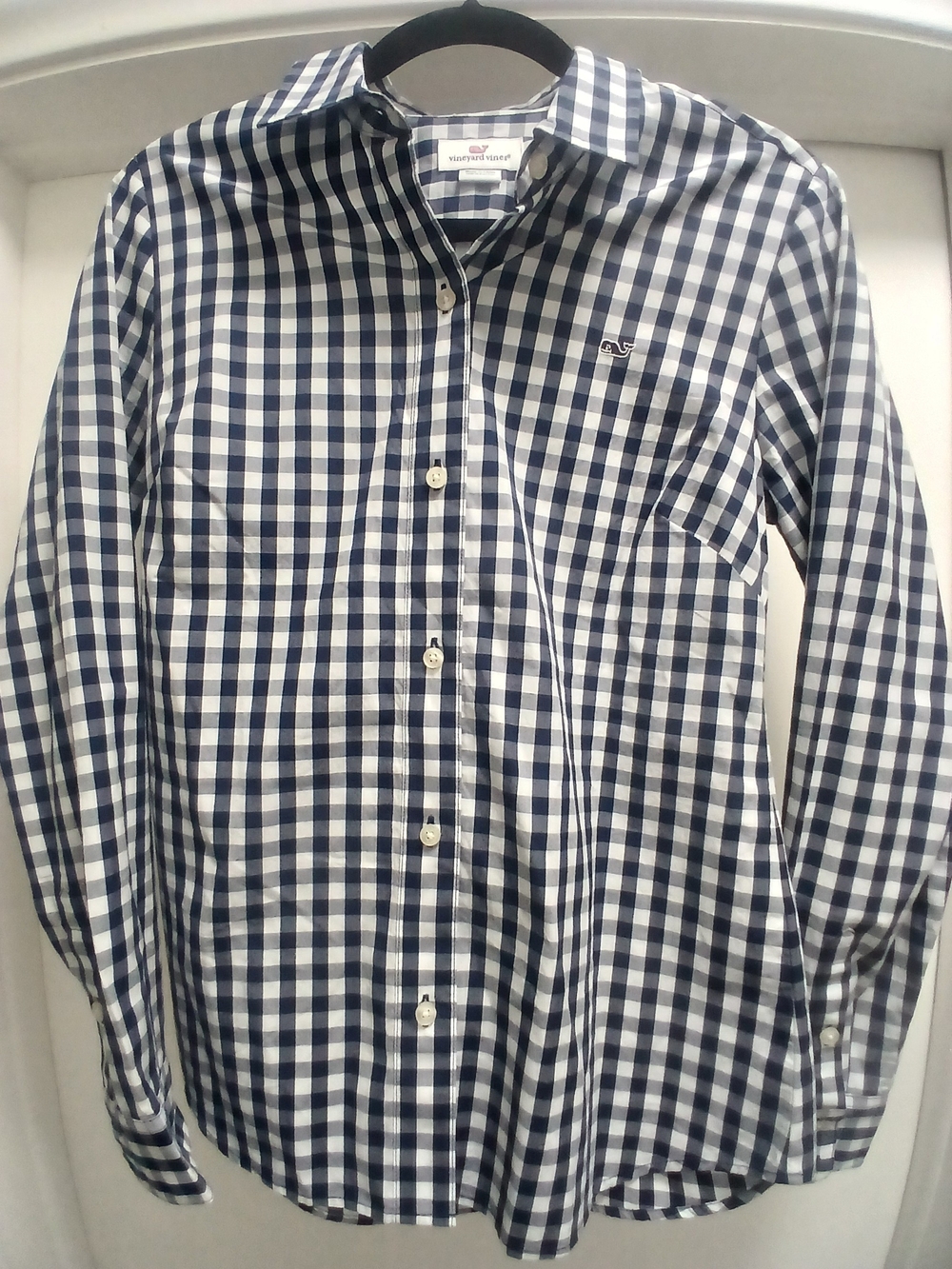 Vineyard Vines Men’s Navy and White Gingham Button-Down Shirt